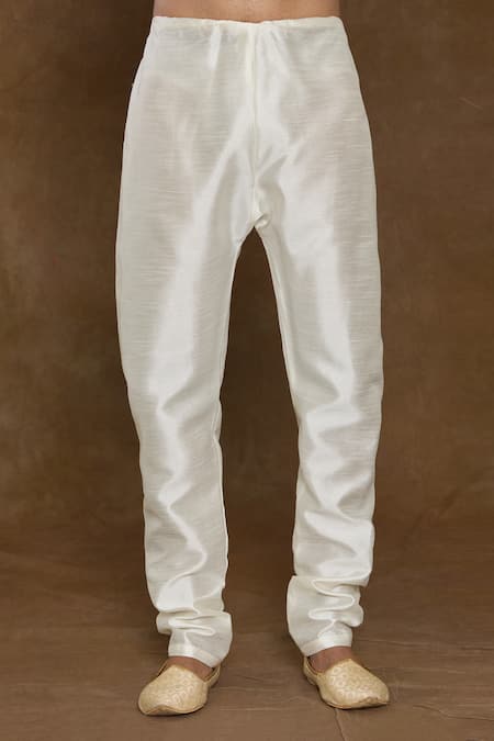 Arihant Rai Sinha_White Silk, Chiffon, Denim Sequins Embellished Sherwani Kurta Set_at_Aza_Fashions