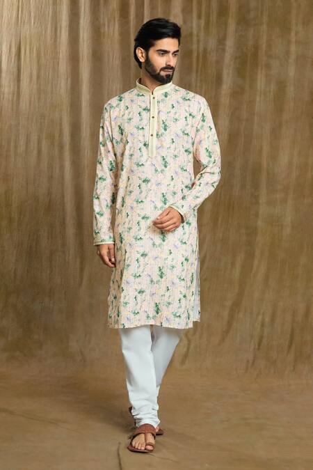 Buy Arihant Rai Sinha Multi Color Cotton, Silk Embroidery Geometric Print Kurta With Pyjama at Aza Fashions Buy_Arihant Rai Sinha_Multi Color Cotton, Silk Embroidery Geometric Print Kurta With Pyjama_at_Aza_Fashions