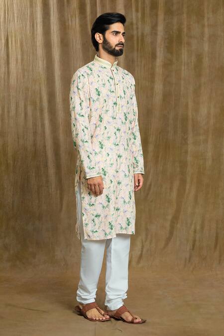 Buy Arihant Rai Sinha Multi Color Cotton, Silk Embroidery Geometric Print Kurta With Pyjama Online at Aza Fashions Buy_Arihant Rai Sinha_Multi Color Cotton, Silk Embroidery Geometric Print Kurta With Pyjama_Online_at_Aza_Fashions