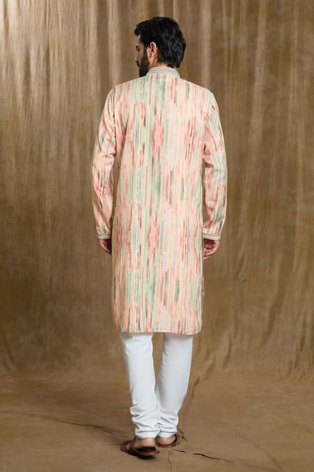 Shop Arihant Rai Sinha Multi Color Cotton, Silk Embroidery Abstract Print Kurta And Pyjama Set at Aza Fashions Shop_Arihant Rai Sinha_Multi Color Cotton, Silk Embroidery Abstract Print Kurta And Pyjama Set_at_Aza_Fashions