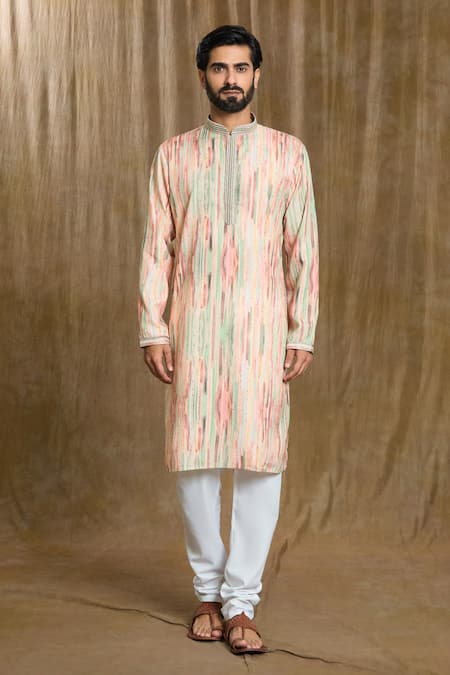 Buy Arihant Rai Sinha Multi Color Cotton, Silk Embroidery Abstract Print Kurta And Pyjama Set Online at Aza Fashions Buy_Arihant Rai Sinha_Multi Color Cotton, Silk Embroidery Abstract Print Kurta And Pyjama Set_Online_at_Aza_Fashions