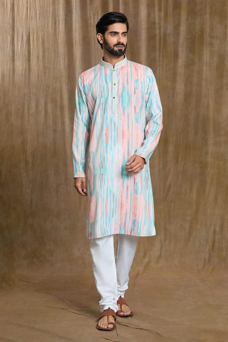 Aryavir Malhotra Abstract Print Straight Kurta & Pyjama Set 