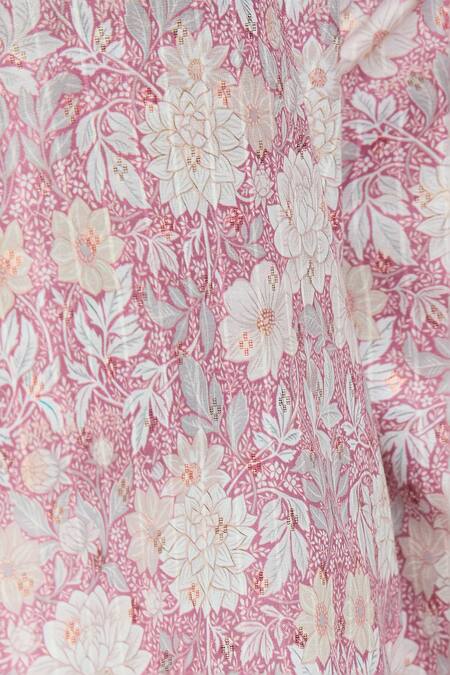 Arihant Rai Sinha_Maroon Cotton, Silk Embroidery Floral Print Kurta With Pyjama_at_Aza_Fashions