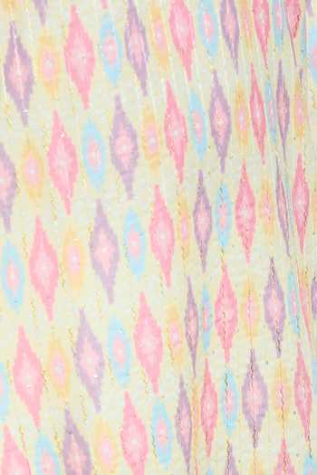 Arihant Rai Sinha Peach Cotton, Silk Embroidery Ikkat And Bandhani Print Kurta With Pyjama at Aza Fashions Arihant Rai Sinha_Peach Cotton, Silk Embroidery Ikkat And Bandhani Print Kurta With Pyjama _at_Aza_Fashions
