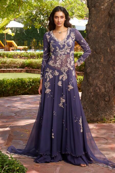 Dolly J Purple Chiffon Pearls, Isla Zardozi Kamdani Embroidered Kalidar Sharara Set Online at Aza Fashions Dolly J_Purple Chiffon Pearls, Isla Zardozi Kamdani Embroidered Kalidar Sharara Set _Online_at_Aza_Fashions