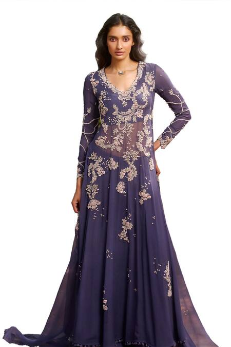 Buy Dolly J Purple Chiffon Pearls, Isla Zardozi Kamdani Embroidered Kalidar Sharara Set Online at Aza Fashions Buy_Dolly J_Purple Chiffon Pearls, Isla Zardozi Kamdani Embroidered Kalidar Sharara Set _Online_at_Aza_Fashions