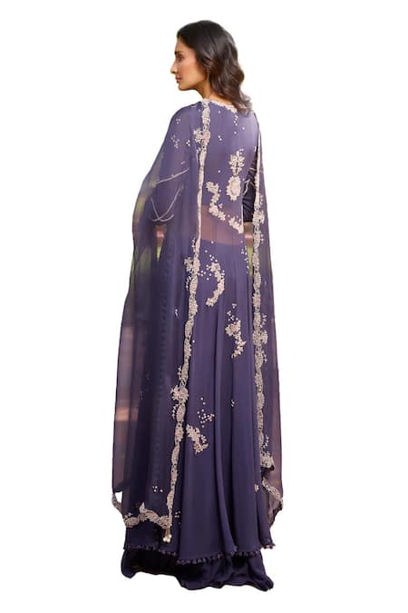 Dolly J Purple Chiffon Pearls, Isla Zardozi Kamdani Embroidered Kalidar Sharara Set at Aza Fashions Dolly J_Purple Chiffon Pearls, Isla Zardozi Kamdani Embroidered Kalidar Sharara Set _at_Aza_Fashions