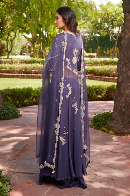 Shop Dolly J Purple Chiffon Pearls, Isla Zardozi Kamdani Embroidered Kalidar Sharara Set at Aza Fashions Shop_Dolly J_Purple Chiffon Pearls, Isla Zardozi Kamdani Embroidered Kalidar Sharara Set _at_Aza_Fashions
