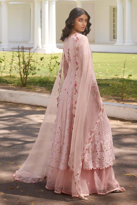 Dolly J Ariyana Floral Chikankari Mukaish Work Kalidar Sharara Set 