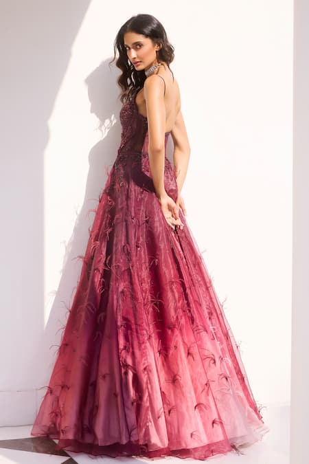 Dolly J Amber Tonal Sequin Embellished Ombre Gown 