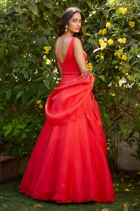 Dolly J Organza Anarkali & Embroidered Border Cape Set 