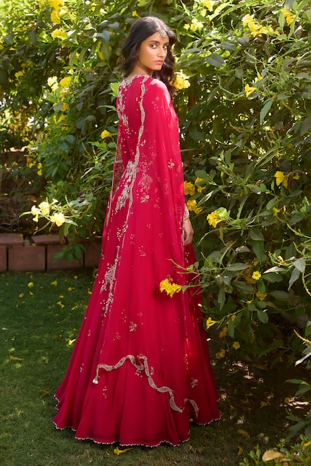 Dolly J Ayelet Floral Embroidered Anarkali With Cape 