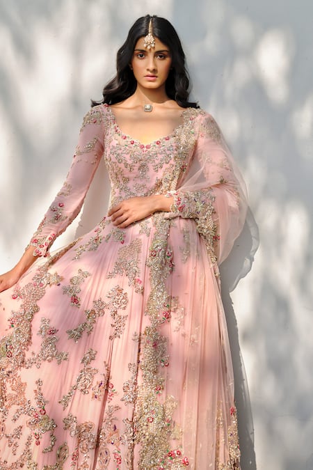 Dolly J Miriam Floral Zardozi Embroidered Anarkali With Dupatta 