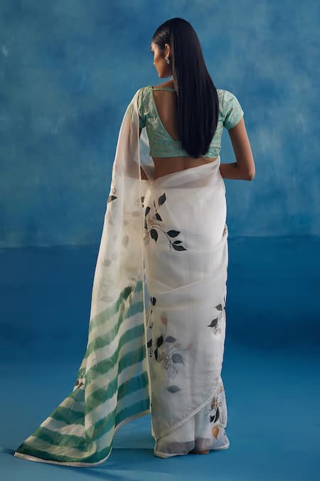Devnaagri Ivy Bloom Hand Painted Leheriya Saree With Blouse 