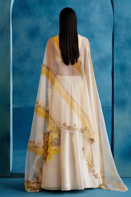 Devnaagri Hand Painted Embroidered Lehenga Set 
