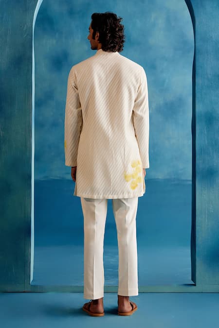 Devnaagri Ivory Chanderi, Lycra, Wool Embroidery Hand Painted Kurta And Pant Set Online at Aza Fashions Devnaagri_Ivory Chanderi, Lycra, Wool Embroidery Hand Painted Kurta And Pant Set _Online_at_Aza_Fashions