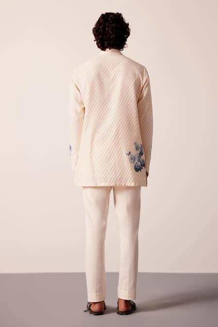 Devnaagri Ivory Chanderi, Lycra Hand Painted Kurta And Slim Pant Set Online at Aza Fashions Devnaagri_Ivory Chanderi, Lycra Hand Painted Kurta And Slim Pant Set _Online_at_Aza_Fashions