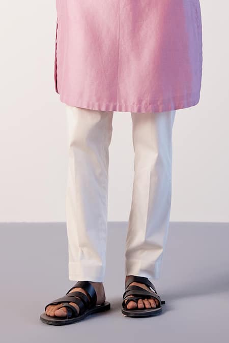 Buy_Devnaagri_Purple Silk, Lycra Zari Chanderi Kurta And Pant Set _Online_at_Aza_Fashions