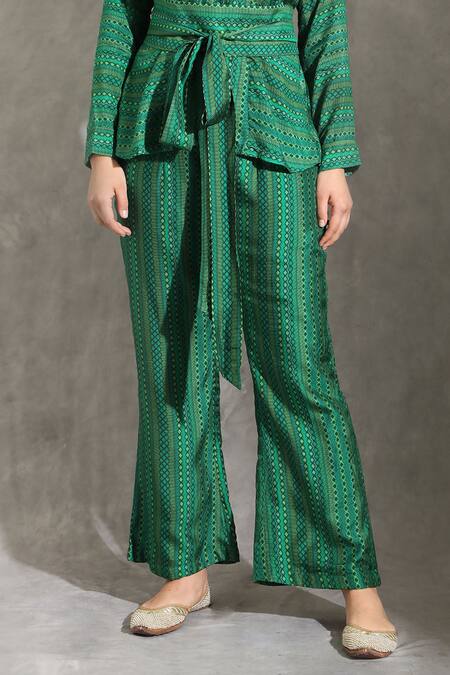 Buy Shreya J Label Green Crepe Print Dhari Collared Neck Geometric Shirt And Pant Set Online at Aza Fashions Buy_Shreya J Label_Green Crepe Print Dhari Collared Neck Geometric Shirt And Pant Set _Online_at_Aza_Fashions