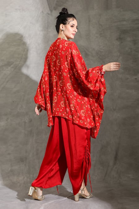 Shreya J Label Floral Print Kurta With Pull Out Pant 