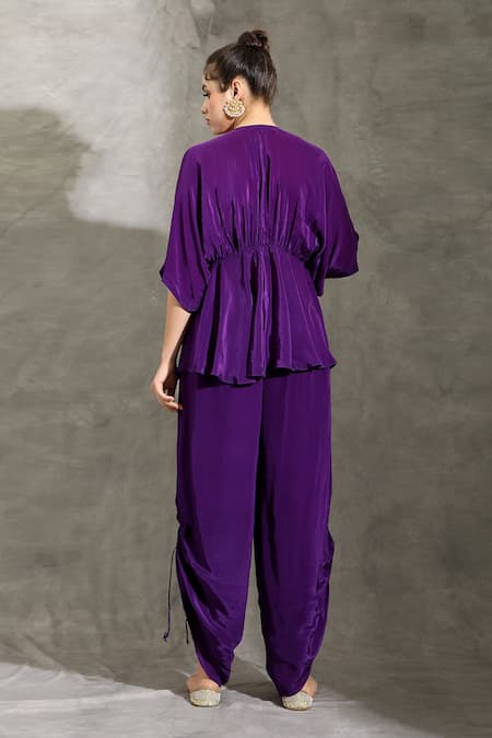 Shreya J Label Embellished Peplum Top With Pull Out Pant 