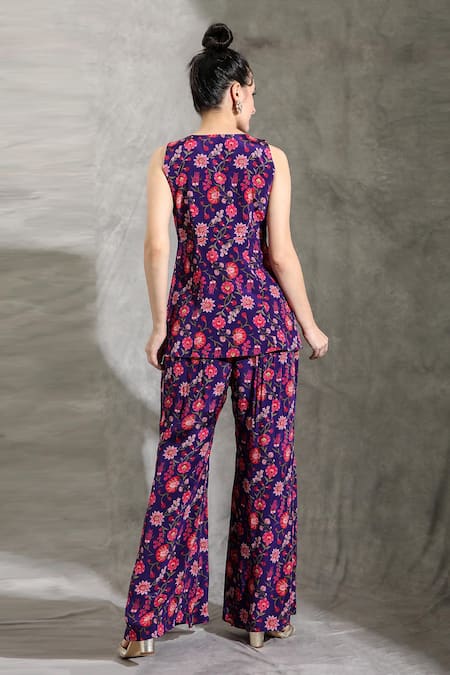 Shreya J Label Floral Bloom Print Tunic With Pant 