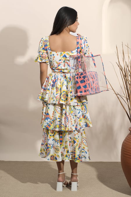 Ozel Moncheriset Floral Print Top & Skirt Co-ord Set 