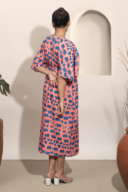 Ozel Abstract Pattern Wrap Dress 
