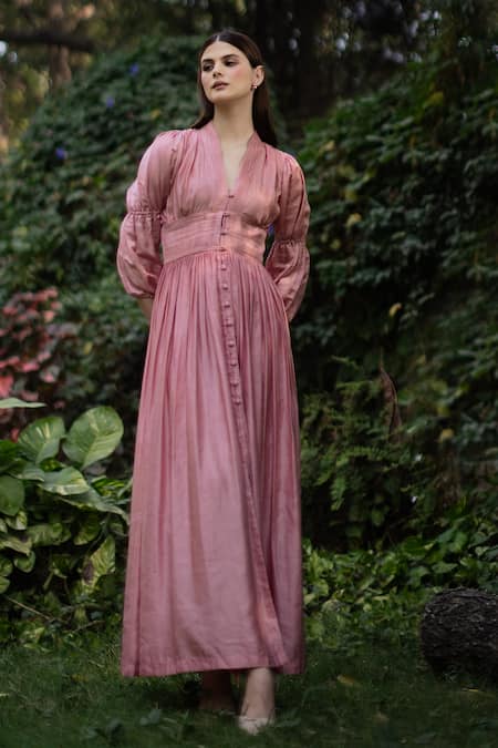 Ozel Pleat Detailed Maxi Dress 