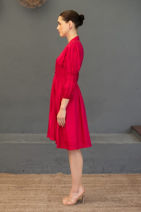 Ozel Pleat Detailed Midi Dress 