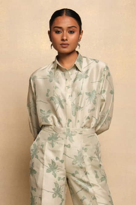 Avni Bhuva Orenji Floral Shirt & Pant Co-ord Set 