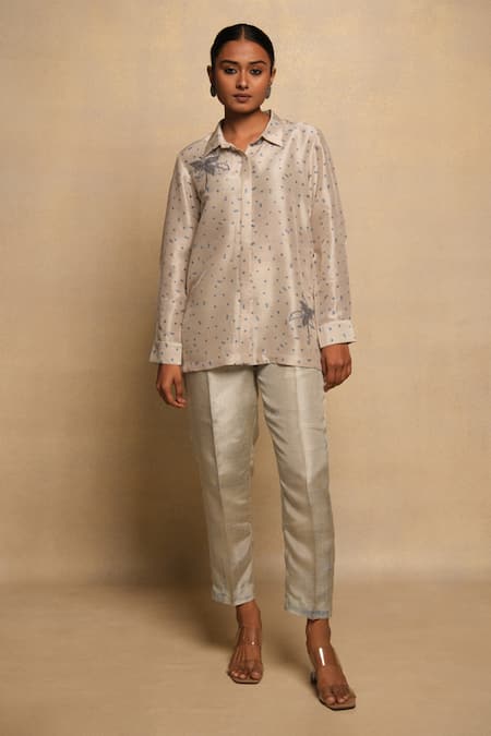 Avni Bhuva Iki Bloom Pollen Pattern Shirt With Pant 