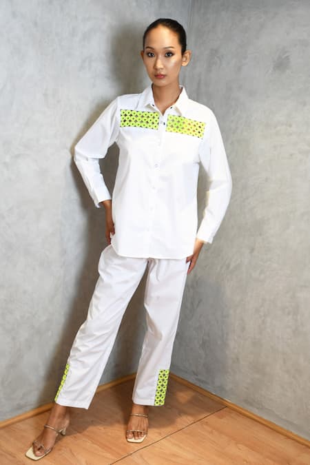 Richaa Goenka Yoke Hand Embroidered Cotton Shirt & Pant Set 