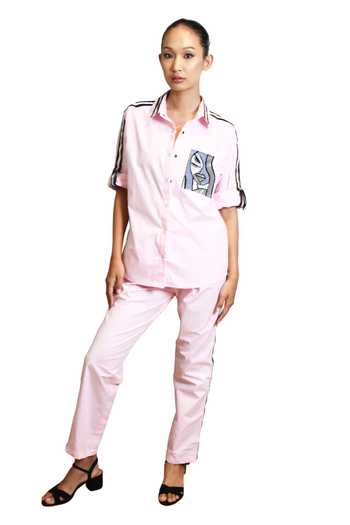 Shop Richaa Goenka Pink Cotton Hand Embroidered Sequins Collar Face Shirt Online at Aza Fashions Shop_Richaa Goenka_Pink Cotton Hand Embroidered Sequins Collar Face Shirt _Online_at_Aza_Fashions