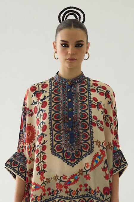 Rajdeep Ranawat_Orange Modal, Satin Sonth Botanical Print Dhoti Pant _Online_at_Aza_Fashions