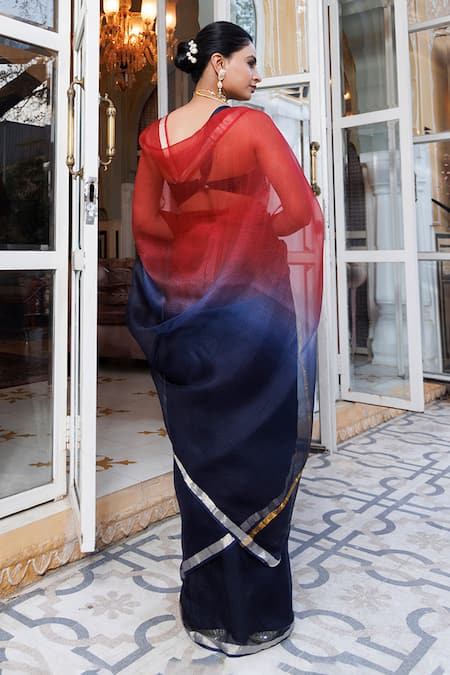 Shop Geroo Jaipur Maroon Kota Doria Pure Silk Saree With Unstitched Blouse Piece at Aza Fashions Shop_Geroo Jaipur_Maroon Kota Doria Pure Silk Saree With Unstitched Blouse Piece _at_Aza_Fashions