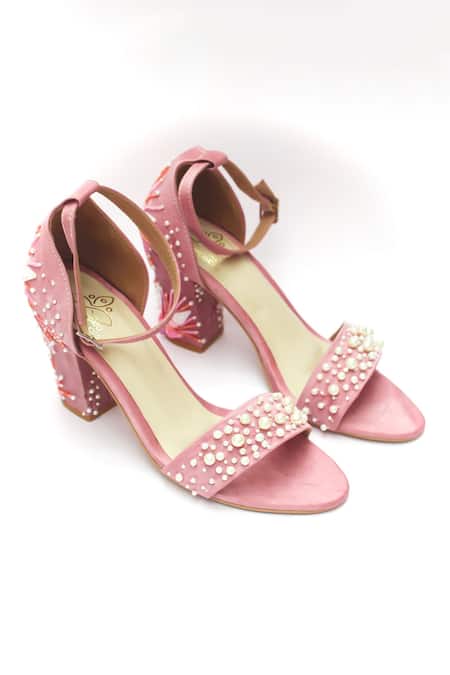 Schon Zapato Pink Pearl Amethyst Embellished Heels