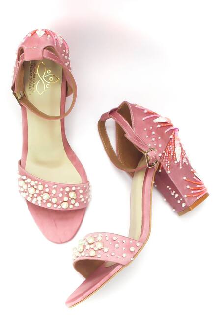 SCHON ZAPATO Amethyst Pearl Embellished Heels 