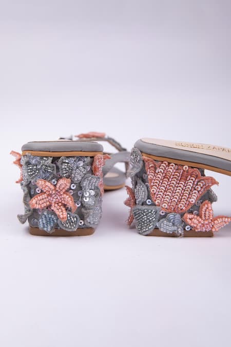SCHON ZAPATO 3D Floral Embroidered Heels 