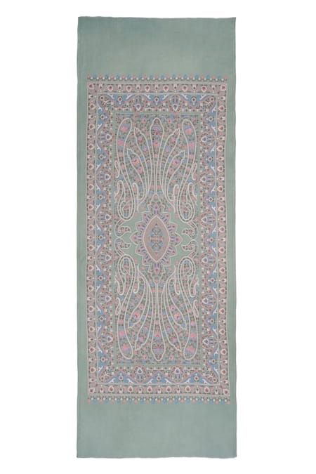 Shop_Taroob_Green Embroidered Floral Kashmiri Stole _at_Aza_Fashions