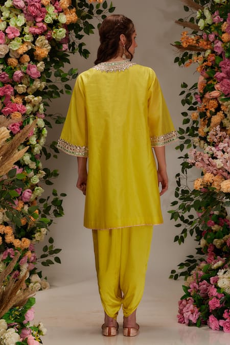 Preeti S Kapoor Gota Embellished Neck Short Kurta Set 