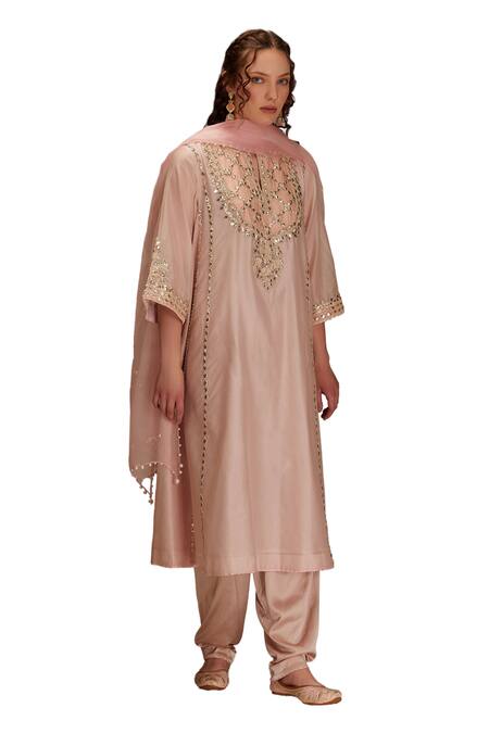 Buy Preeti S Kapoor Pink Chanderi, Satin, Cotton, Organza Gota Embellished A-line Kurta Salwar Set Online at Aza Fashions Buy_Preeti S Kapoor_Pink Chanderi, Satin, Cotton, Organza Gota Embellished A-line Kurta Salwar Set _Online_at_Aza_Fashions