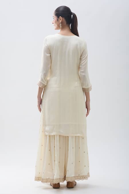 Samyukta Singhania Floral Jaal Work Straight Kurta Sharara Set 