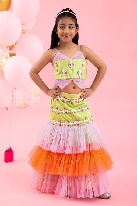 Kirti Agarwal - Pret N Couture Ruffle Tiered Embroidered Lehenga Set 