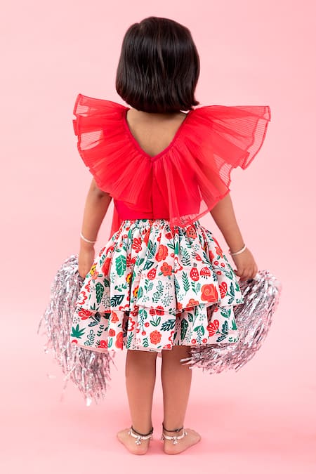 Kirti Agarwal - Pret N Couture Organza Butterfly Top & Printed Skirt Set 