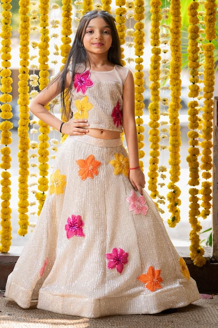 Shop Kirti Agarwal - Pret N Couture Silver Net, Silk Sequins, Embroidery Floral Lehenga Set Online at Aza Fashions Shop_Kirti Agarwal - Pret N Couture_Silver Net, Silk Sequins, Embroidery Floral Lehenga Set _Online_at_Aza_Fashions