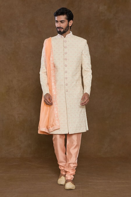 Aryavir Malhotra Thread Hand Embroidered Sherwani Set 