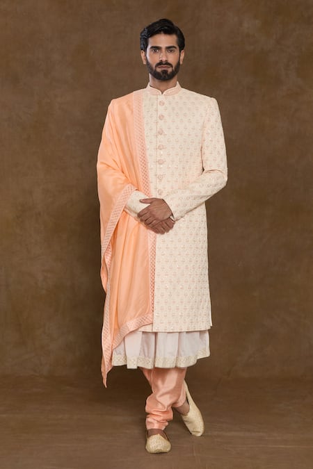 Aryavir Malhotra Floral Hand Work Sherwani Kurta Set 