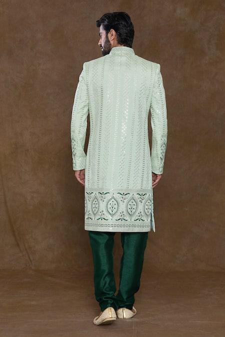 Arihant Rai Sinha Stripe Pattern Embroidered Sherwani Set 