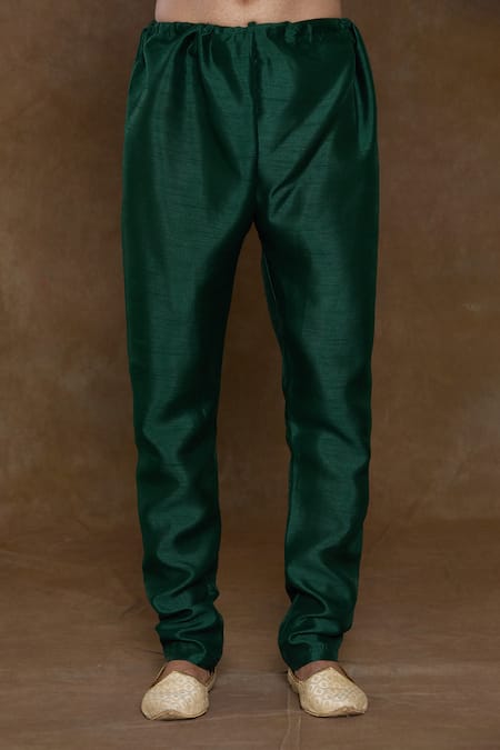 Arihant Rai Sinha_Green Silk, Chanderi Sequins, Beads Stripe Pattern Embroidered Sherwani Set _at_Aza_Fashions